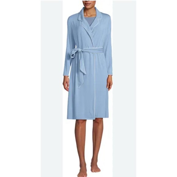 Lands End Womens Light Blue Belted Robe Sz M 10/12 Cooling Casual Sleepwear Wrap - Picture 1 of 6